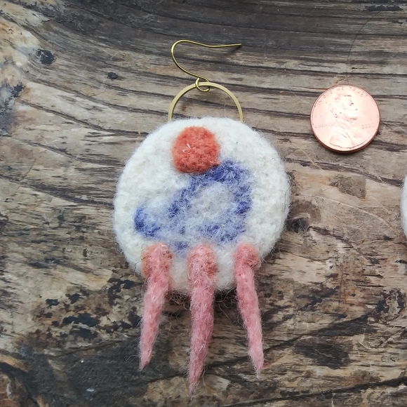 'Les Bleus' Wool Statement Earrings - Picture 3 of 3